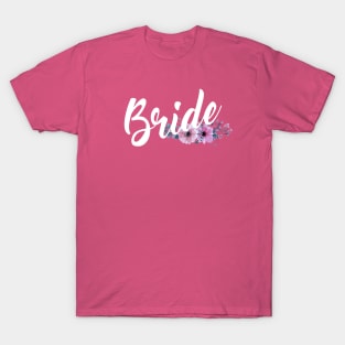 Bride Floral Wedding Calligraphy Design T-Shirt